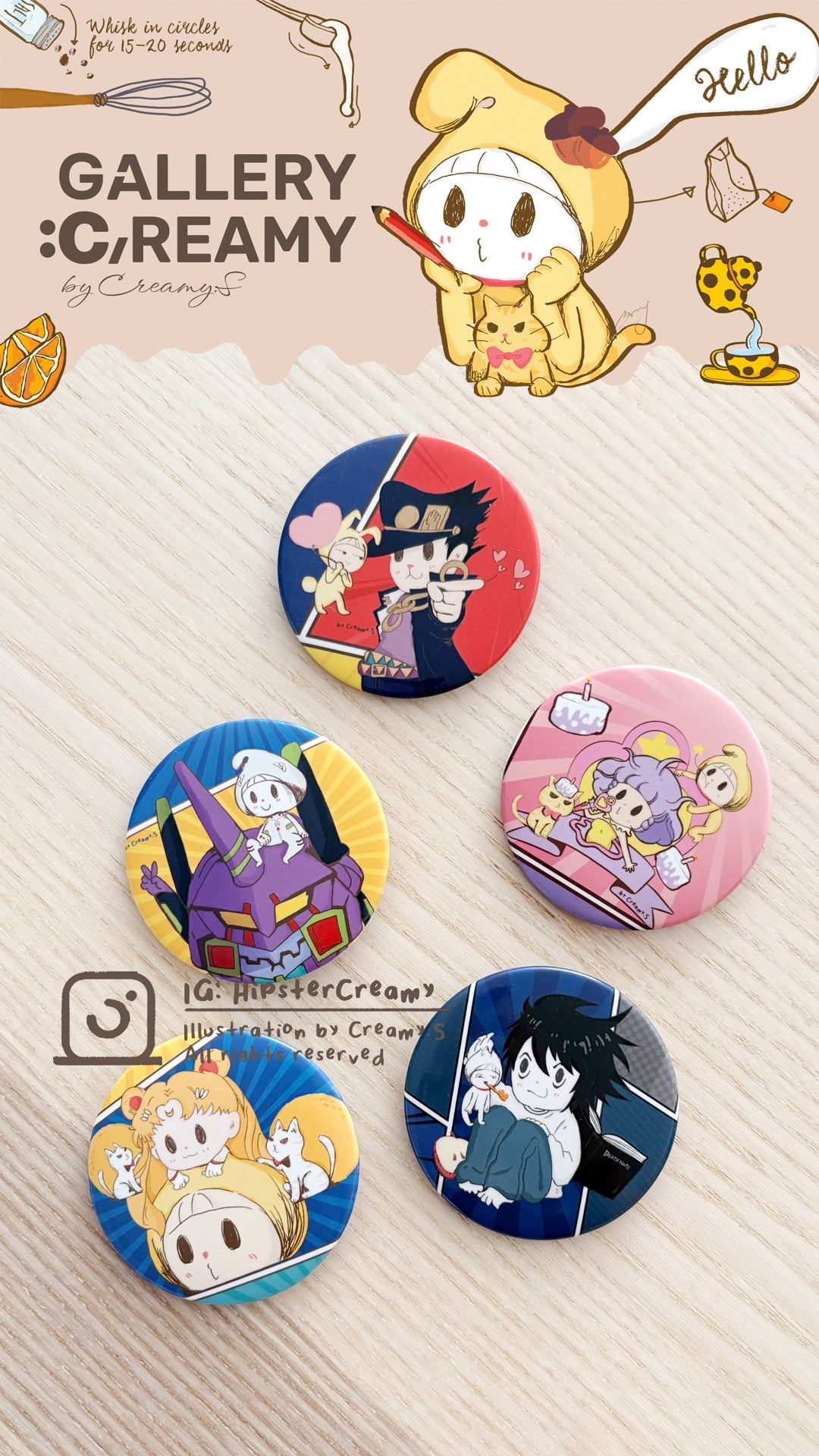 Creamy and Her Beloved Anime World: Fan Art Badge Series