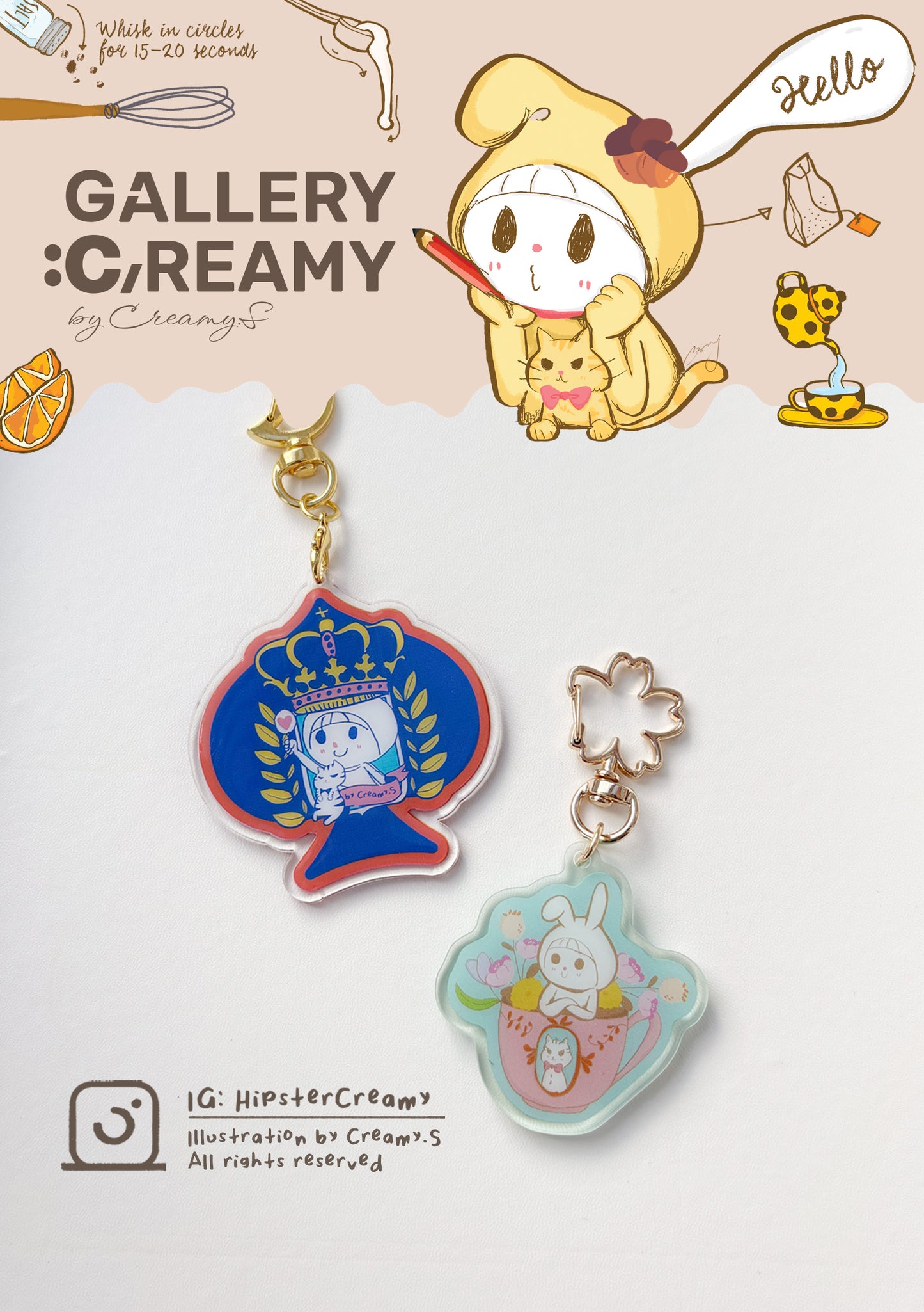 Hipster Creamy Themed Acrylic illustrated keychain - Creamy is a tea person