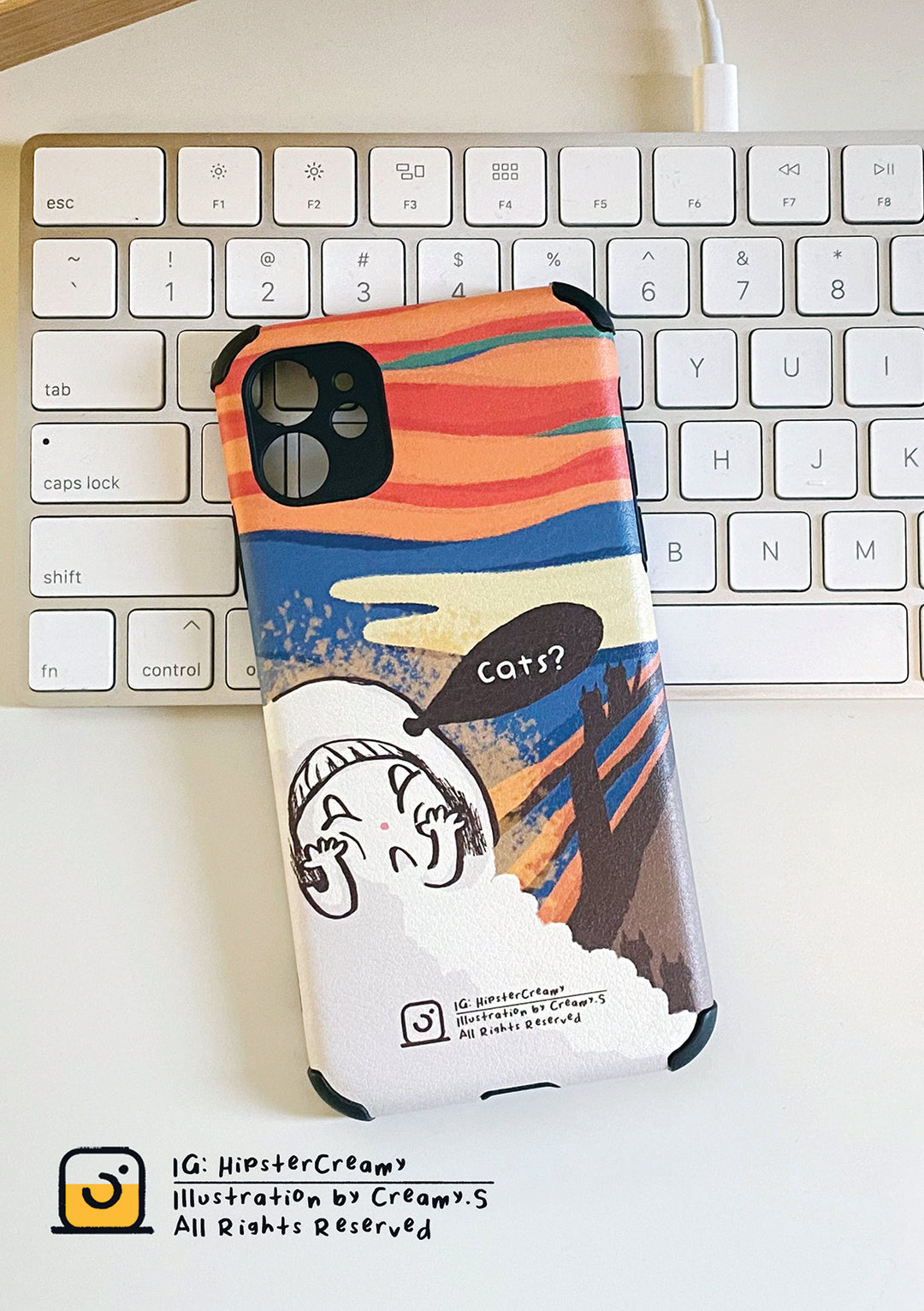 Hipster Creamy "Scream" - leather-pattern TPU phone case
