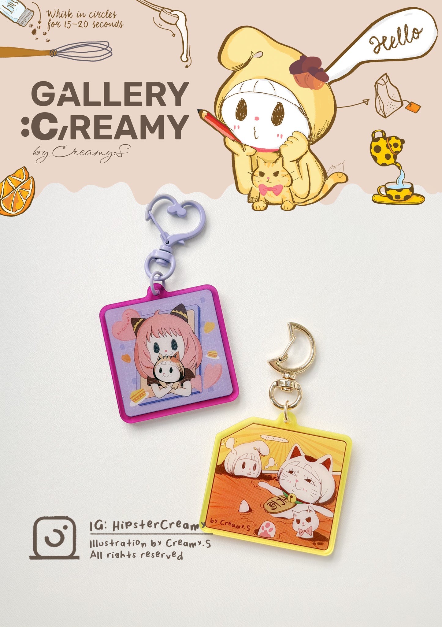 Fanart Reimagined Collection: Hipster Creamy × Anya Forger & Turbo Granny Keychain