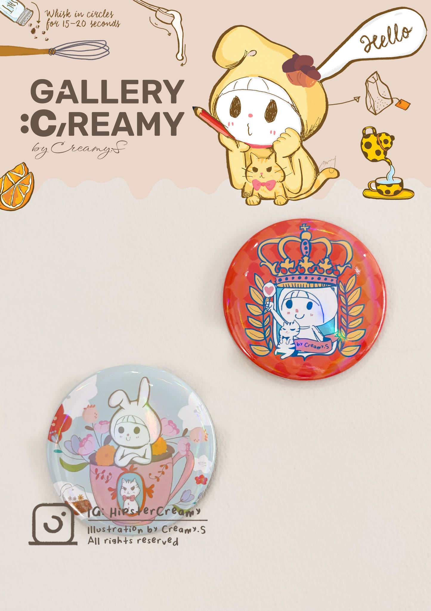 Hipster Creamy Illustrated Series Badges