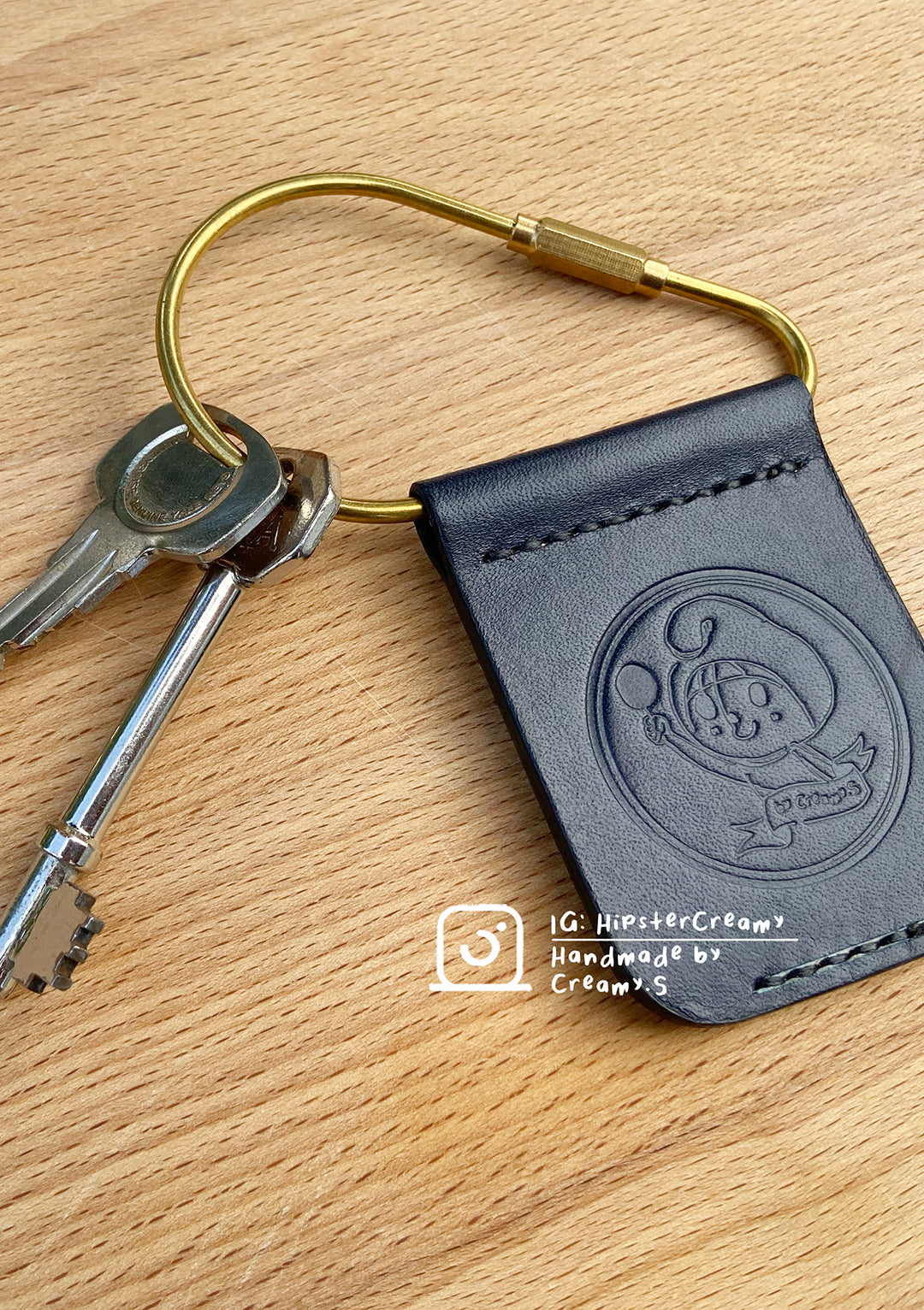 Hipster Creamy - Vegetable-tanned Leather Key holder