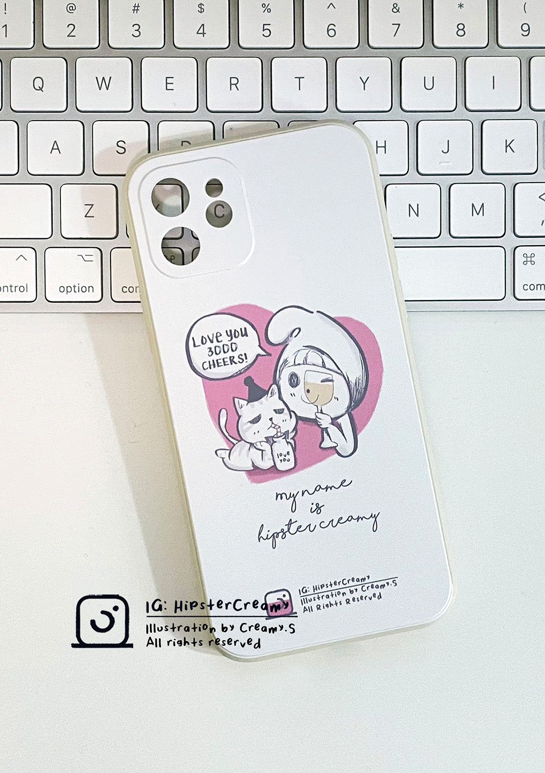 Hipster Creamy "Love u 3000" - Silicone Rubber frame iphone case