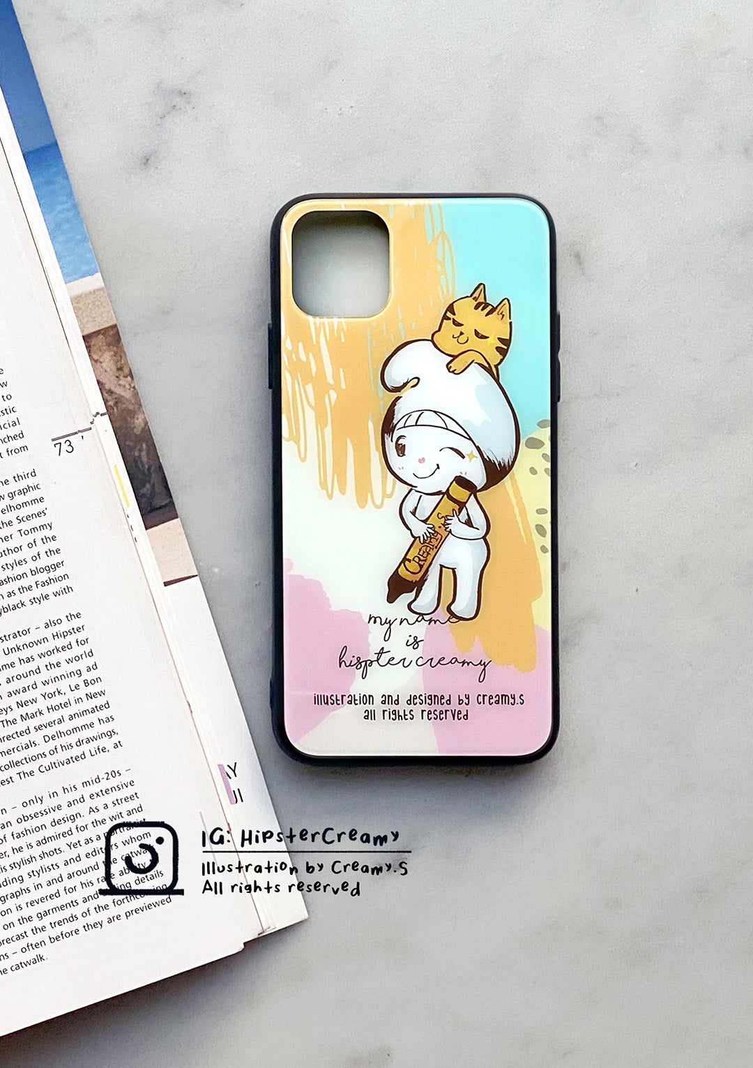 Hipster Creamy "drawing" - Tempered glass iPhone case