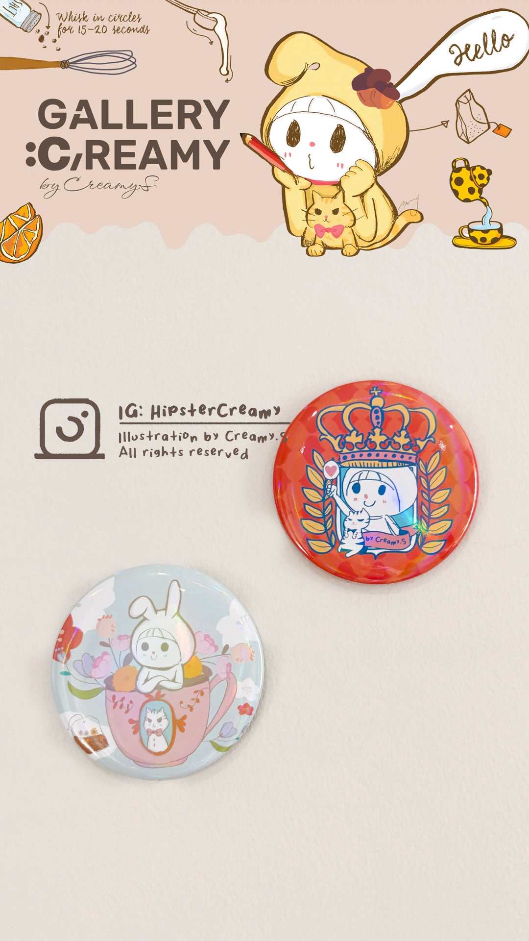 Hipster Creamy Illustrated Series Badges