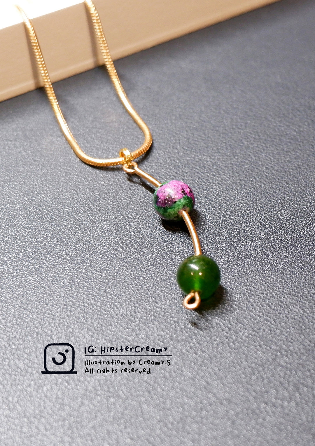 Natural Ruby Zoisite and Green Agate Necklace - Amazon 1