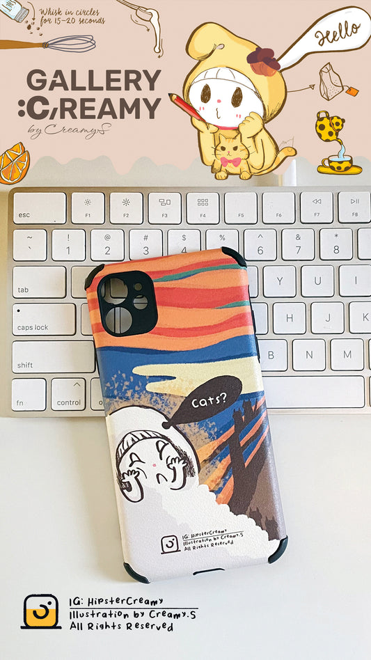 Hipster Creamy "Scream" - leather-pattern TPU phone case