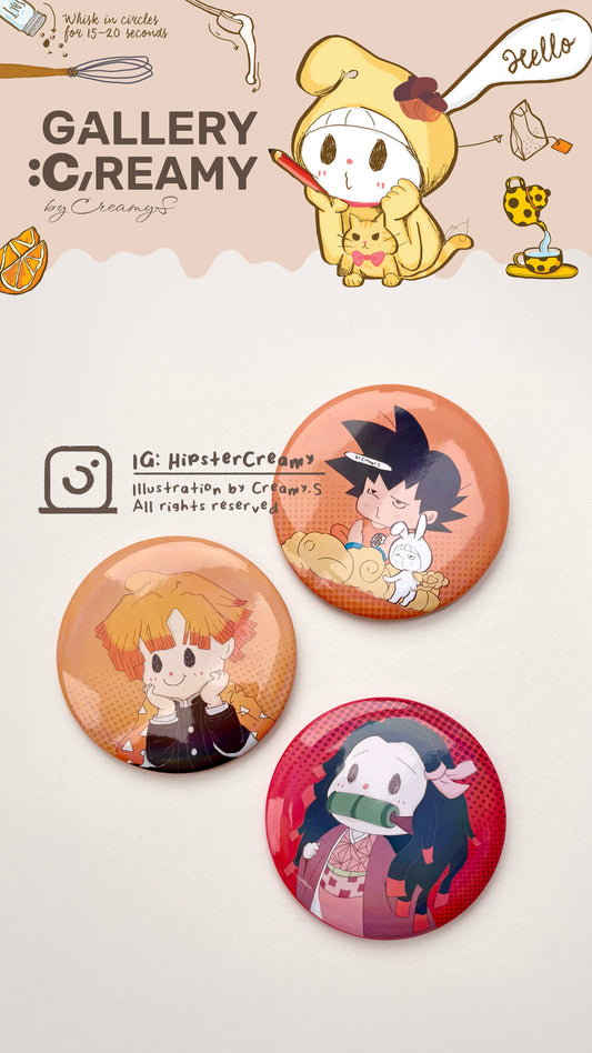 Fanart Reimagined Collection: : Hipster Creamy × Anime Characters Badges
