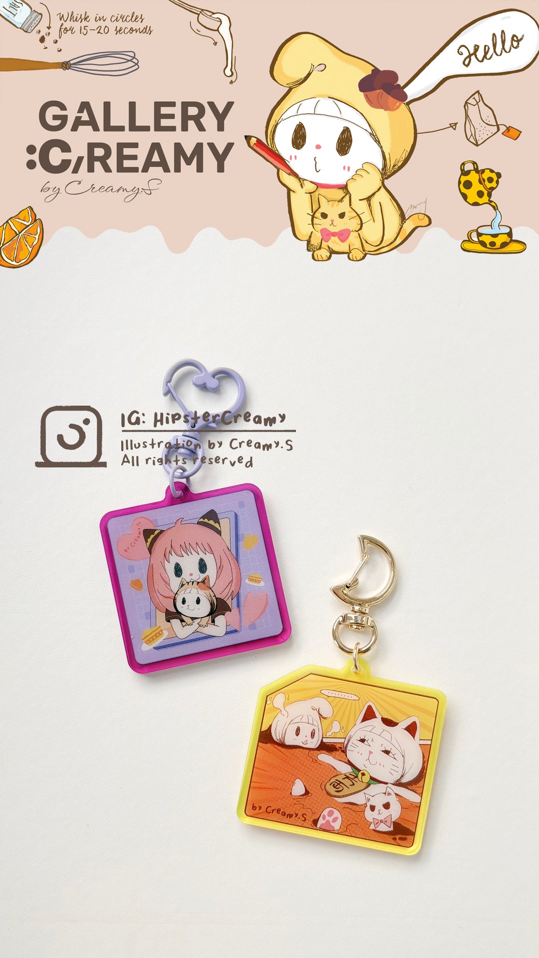 Fanart Reimagined Collection: Hipster Creamy × Anya Forger & Turbo Granny Keychain