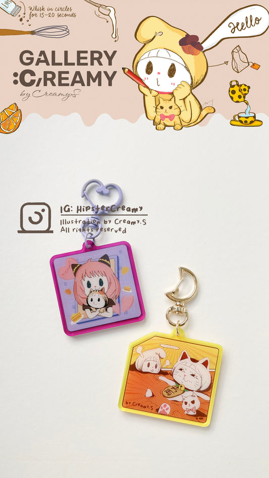 Fanart Reimagined Collection: Hipster Creamy × Anya Forger & Turbo Granny Keychain