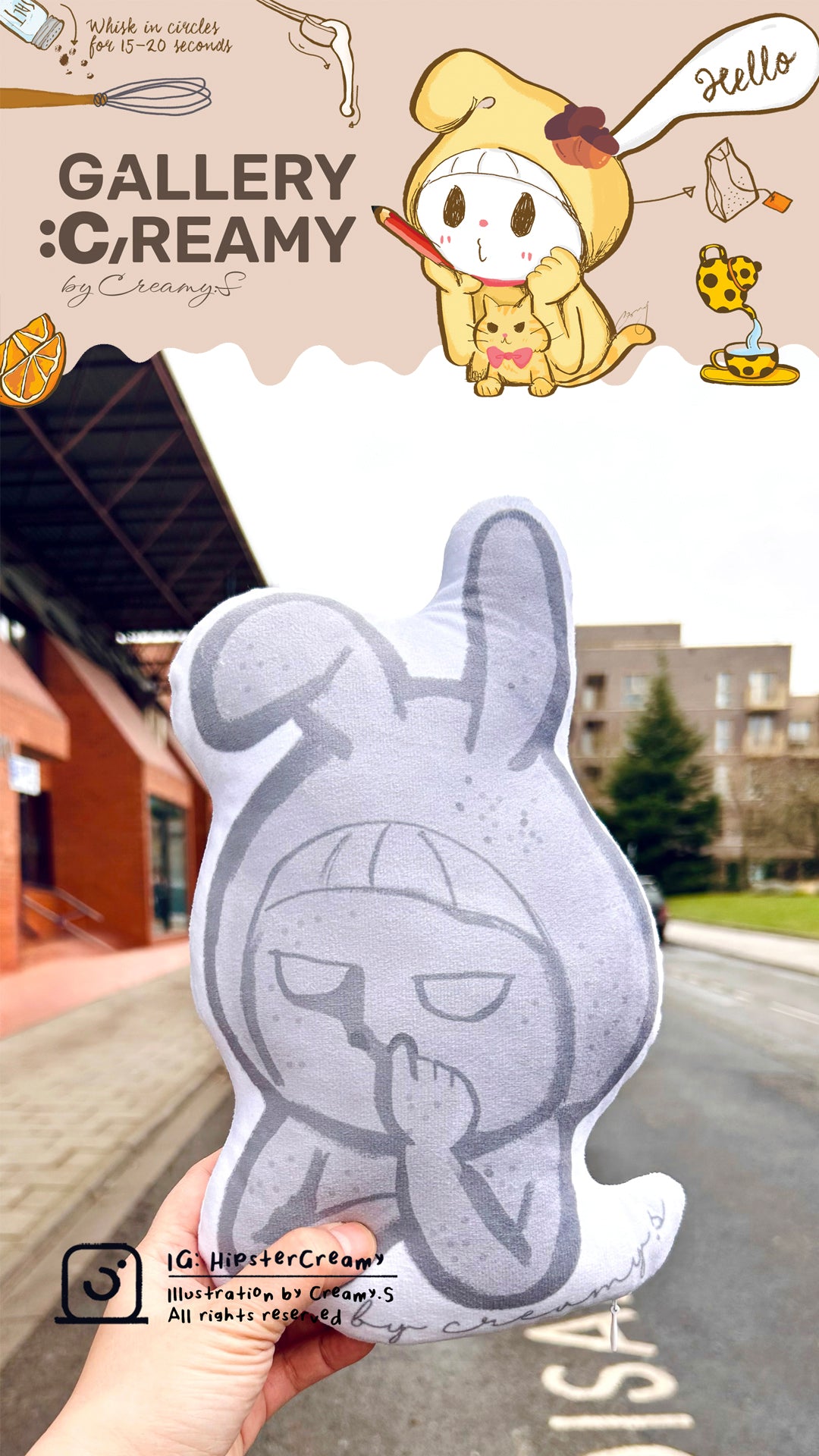 HipsterCreamy’s illustration soft toy - long face rabbit