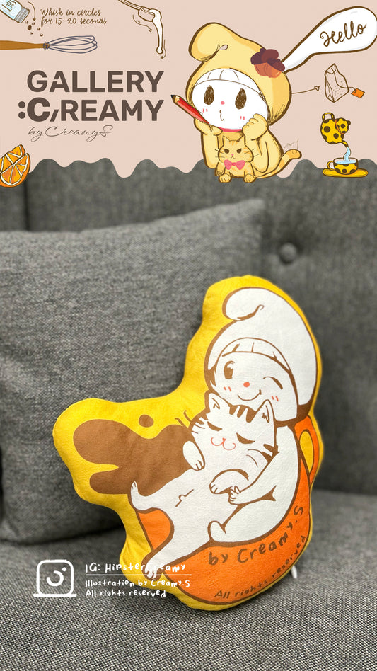 HipsterCreamy’s illustration Cushion - Creamy, Cat and tea