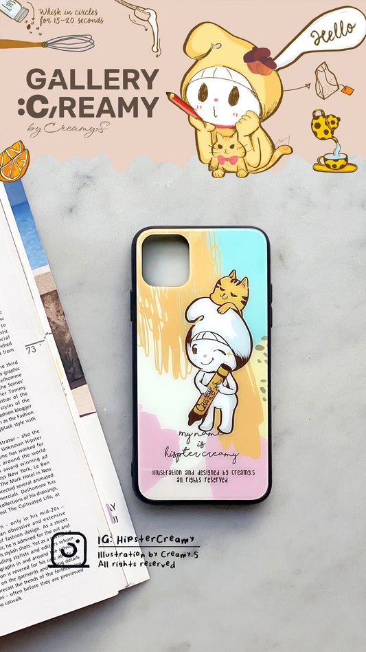 Hipster Creamy "drawing" - Tempered glass iPhone case