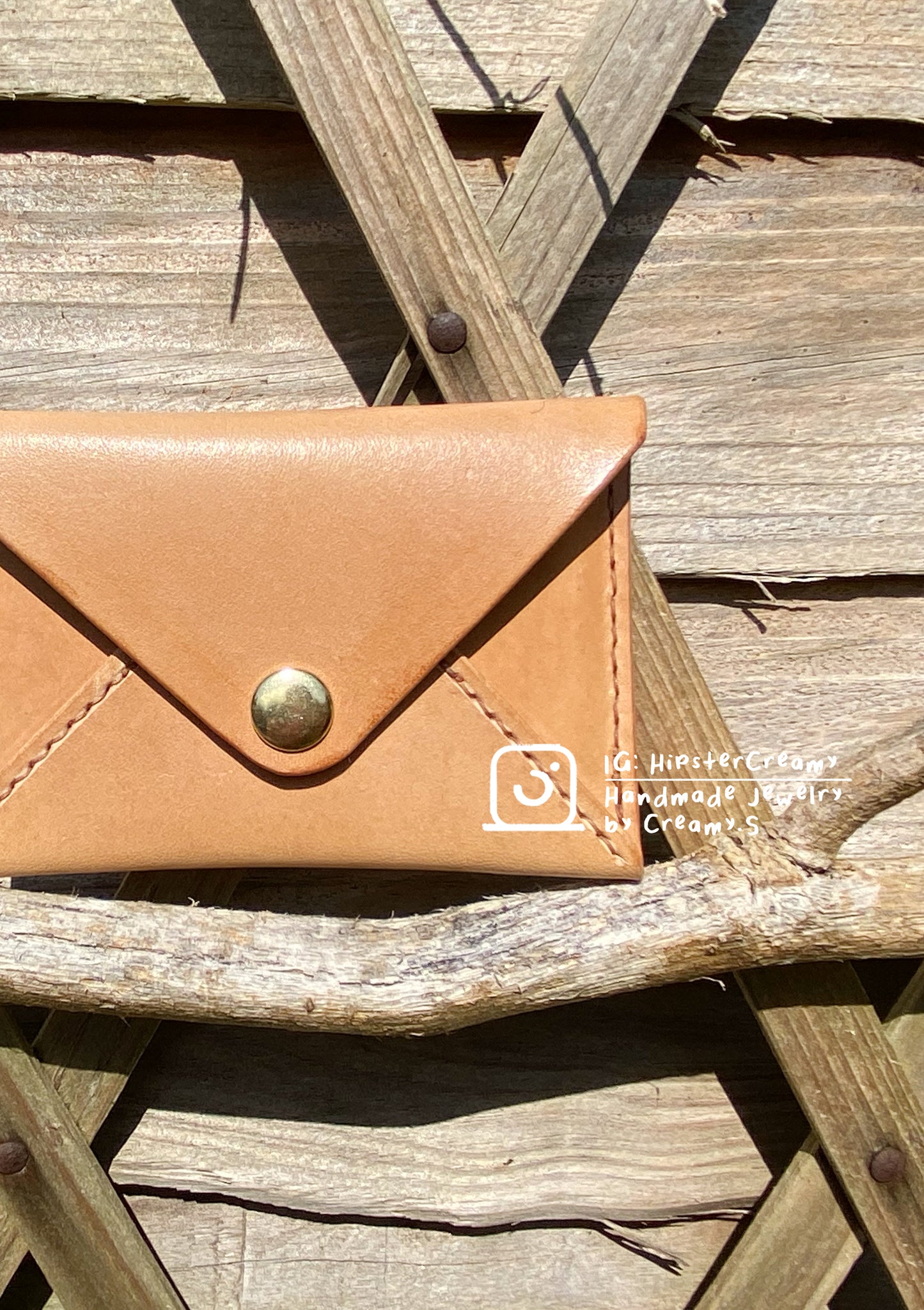 Hipster Creamy - Vegetable-tanned Leather Envelope Card Case